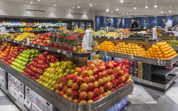 Produce section of grocery market.