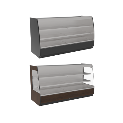 Double Curve Three-Level Front-Loading Self-Service Heated Display